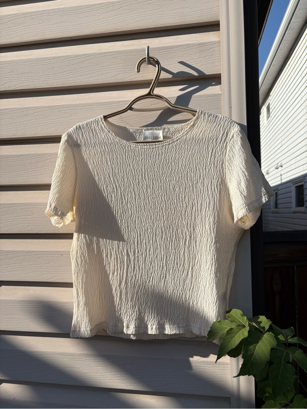 Bellessa Vintage Cream Textured T-Shirt